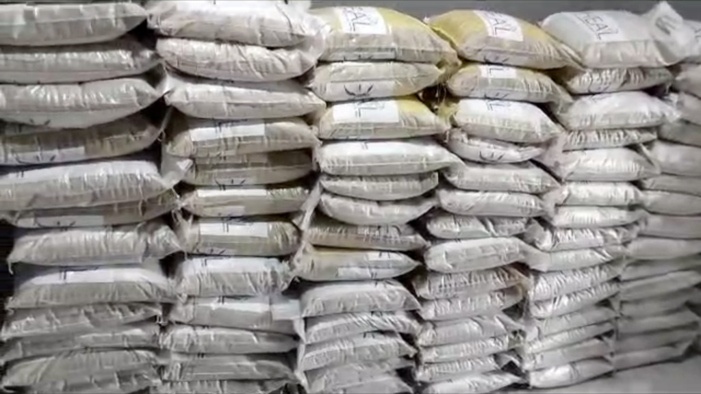 On 20th December 2023, a total of 128 bags of rice (88 bags of 10kg and 40 bags of 25kg)  